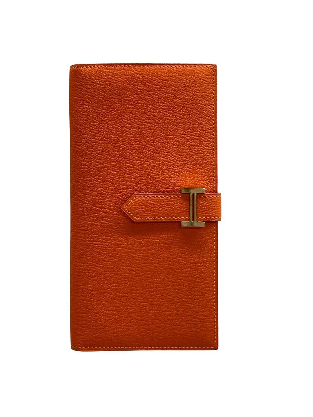 Hermes Bearn Orange Chevre Square R #339859H13B